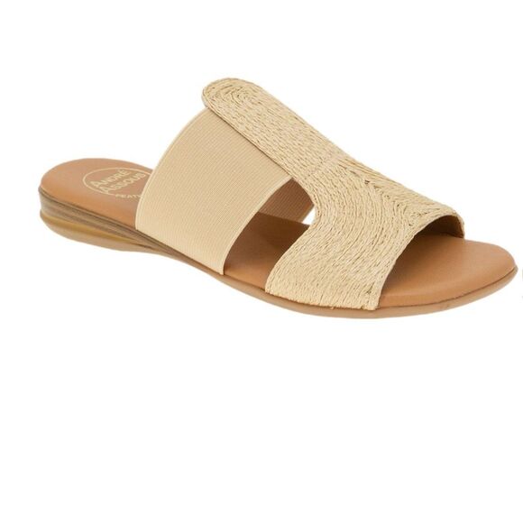 NWT Andre Assous “Nora” slide sandal in beige Size 8 - Picture 1 of 5